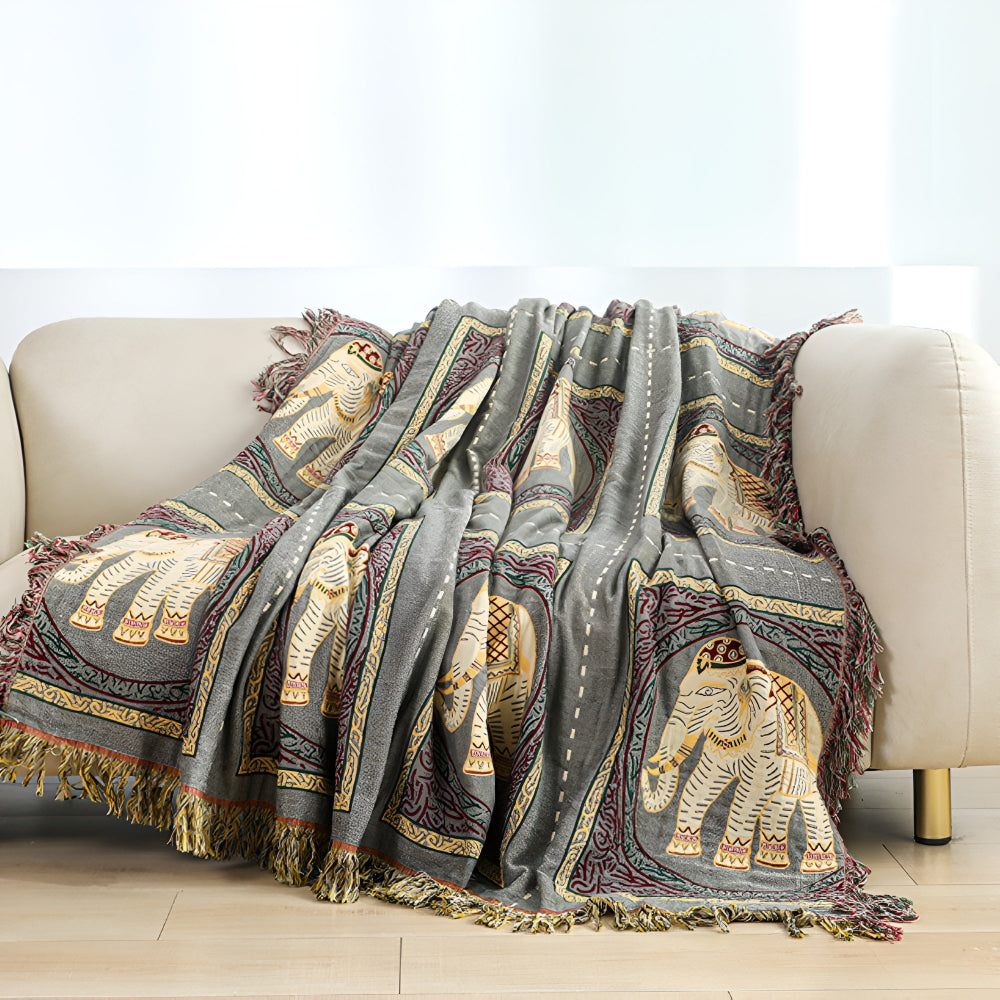 Elephant Reversible Throw Blanket Couch Cover