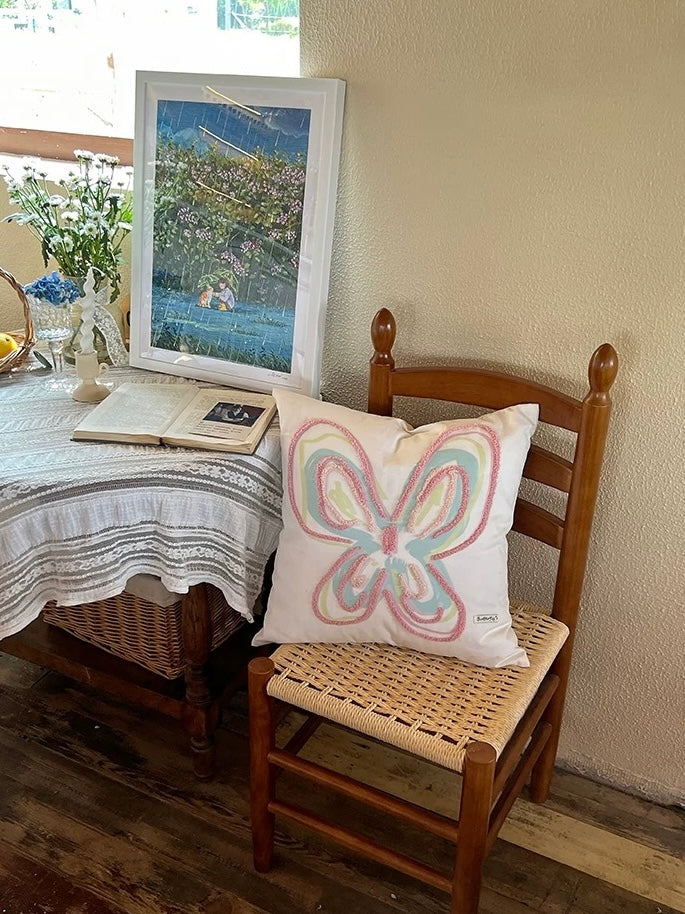 Embroidered Canvas Throw Pillow