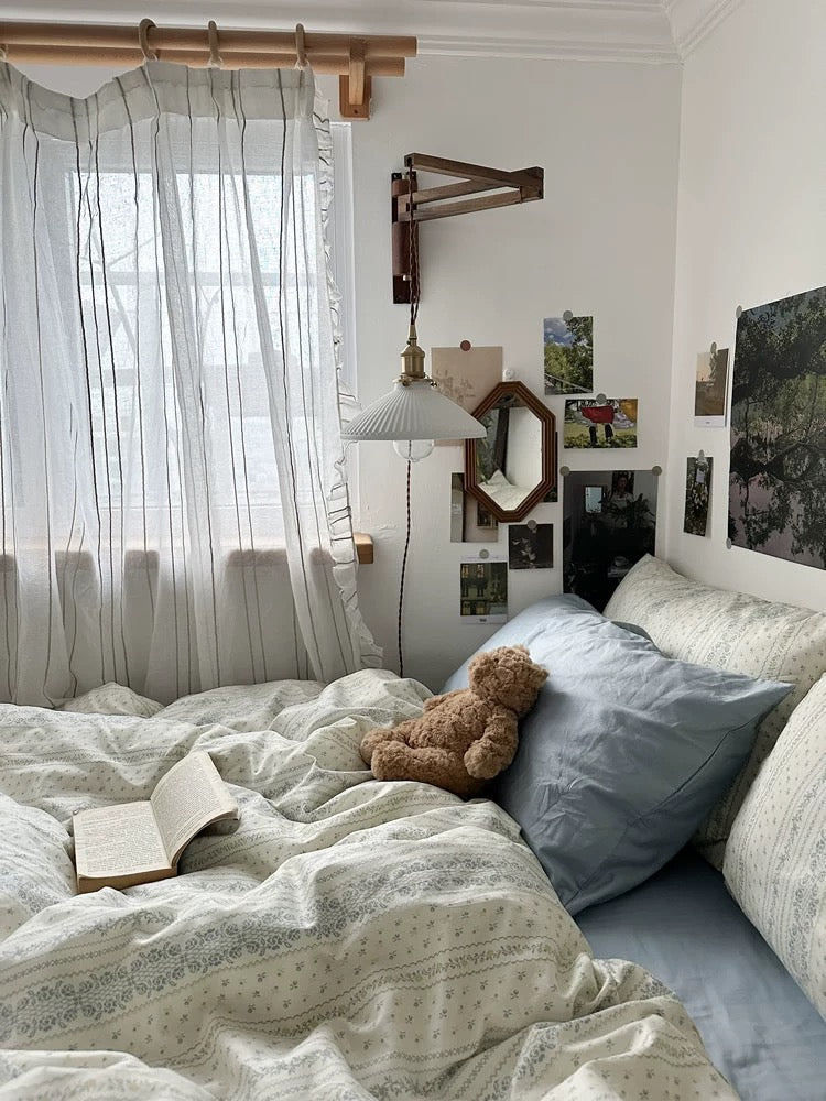 Dusty Blue Aesthetic Duvet Cover Set