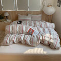 Vintage Cream Striped Duvet Cover Set