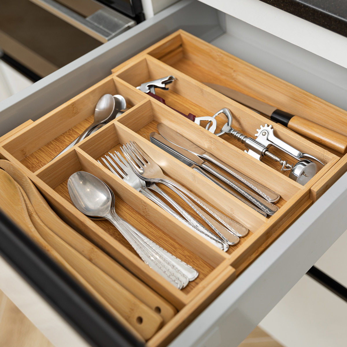 Takumi Bamboo Flatware Drawer Organizer