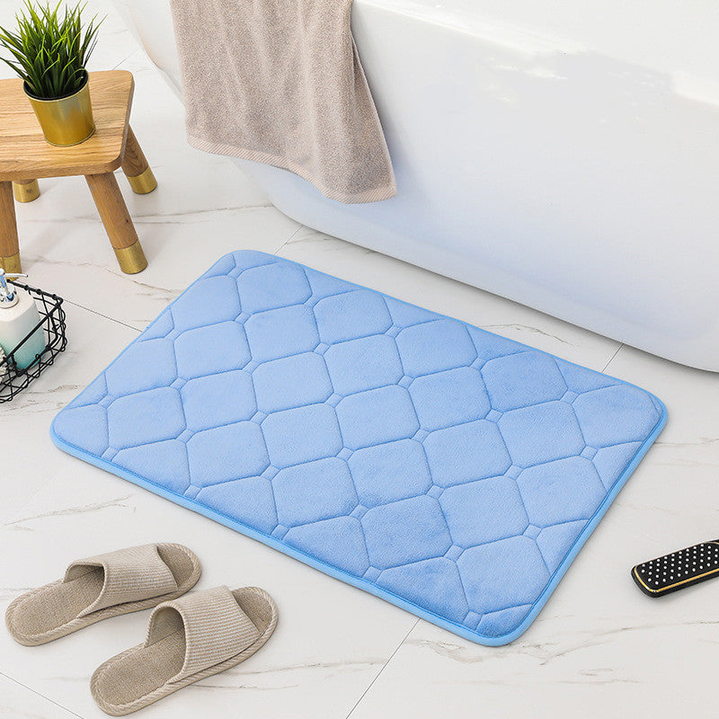 Plush Absorbent Bathroom Mat Non-Slip Light Blue