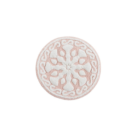 Casablanca Medallion Cotton Tufted Bath Rug 25"R Pink