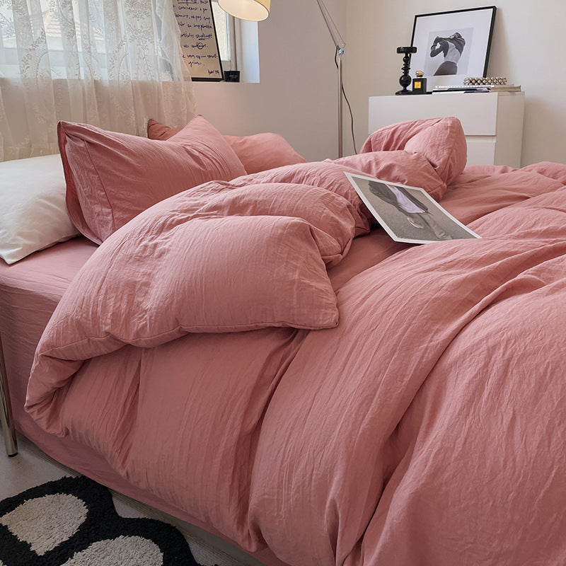 Washed Cotton Bedding Set (4PCS) Pink