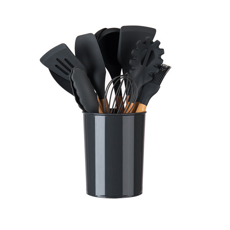 12-Piece Silicone Spatula Set Black
