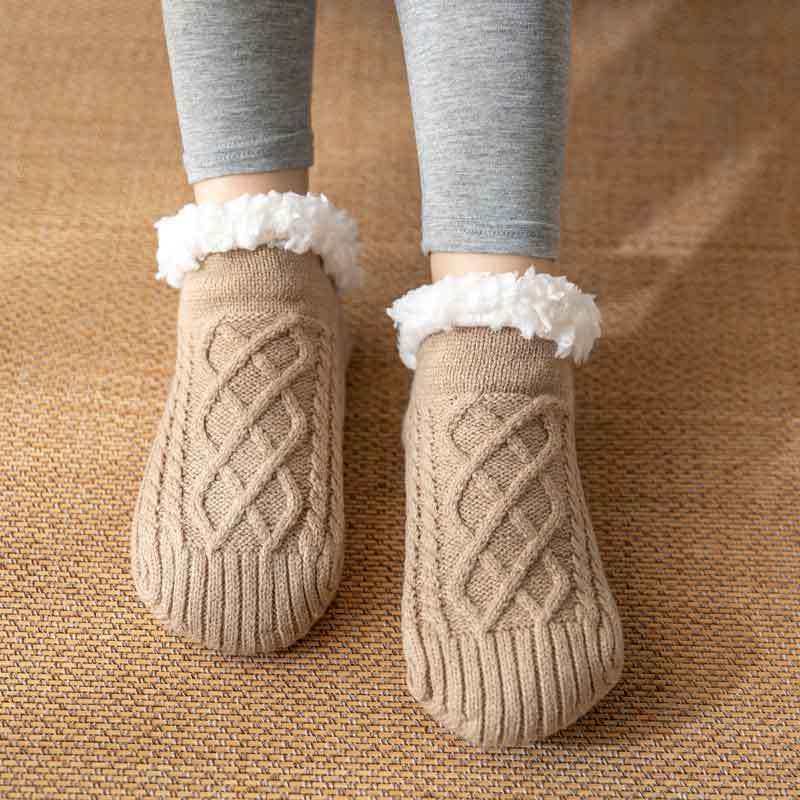 Super Warm Thick Fleece Winter Socks Beige