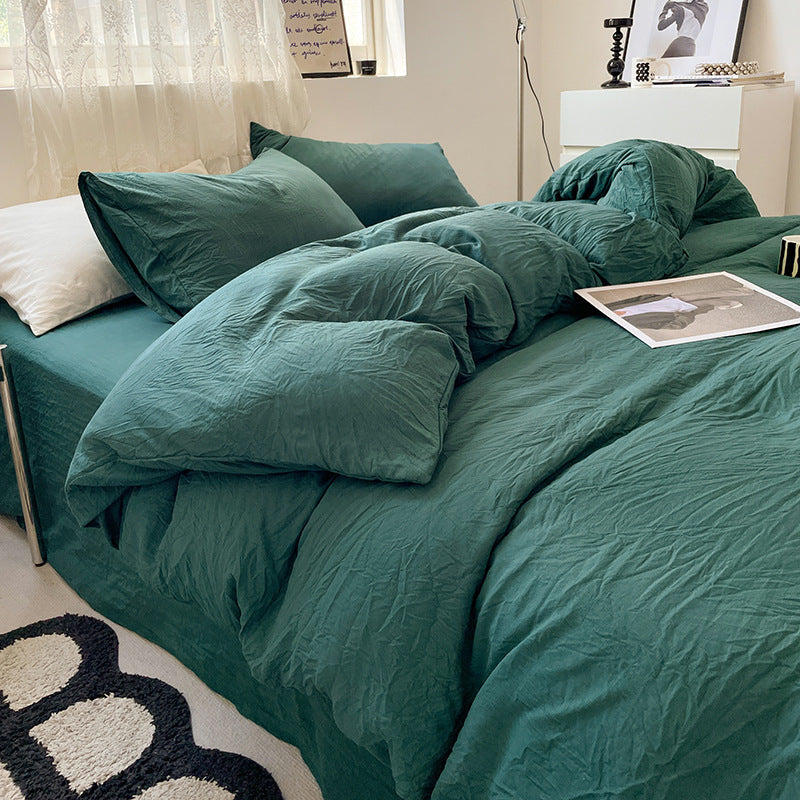 Washed Cotton Bedding Set (4PCS) Teal