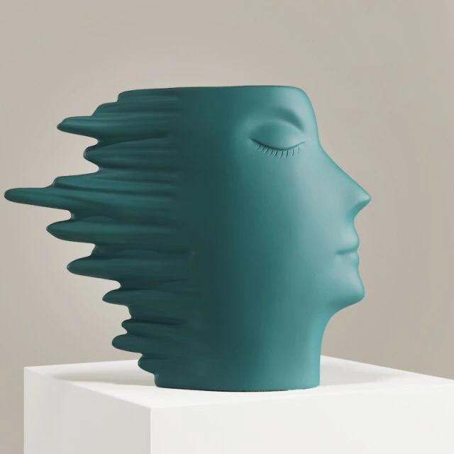 Windswept Faces Vase CadetBlue