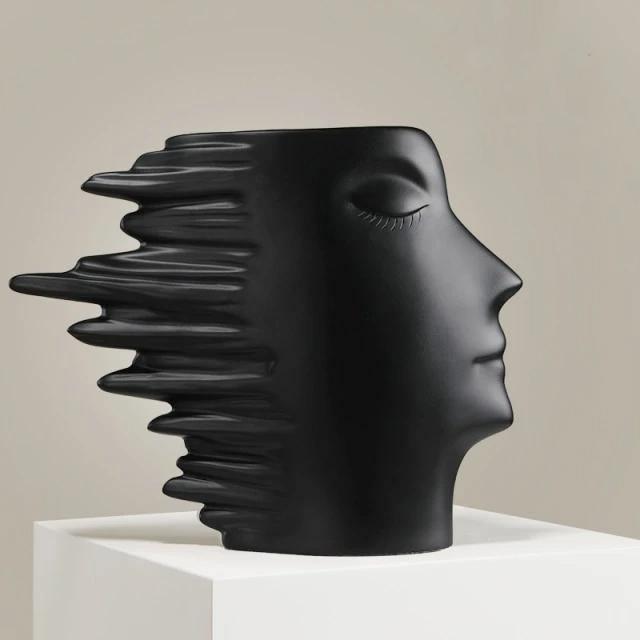 Windswept Faces Vase Black
