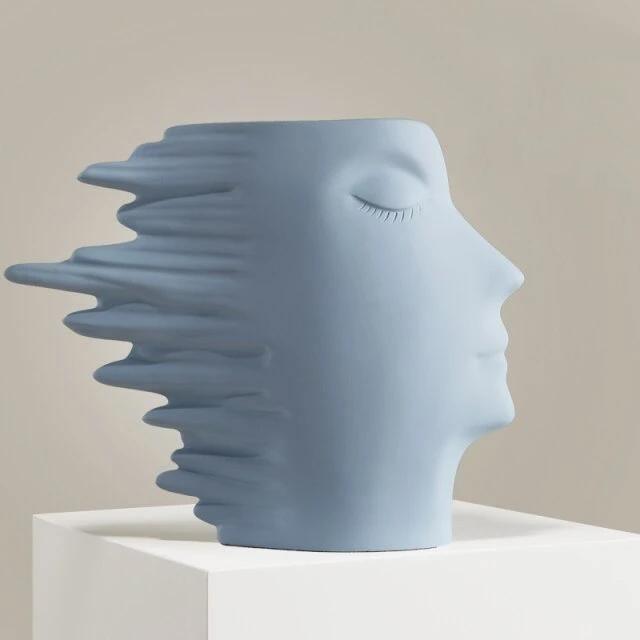 Windswept Faces Vase LightSteelBlue
