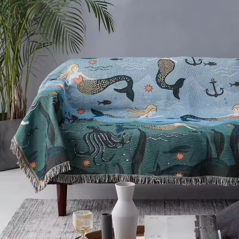 Mermaid Woven Throw Blanket