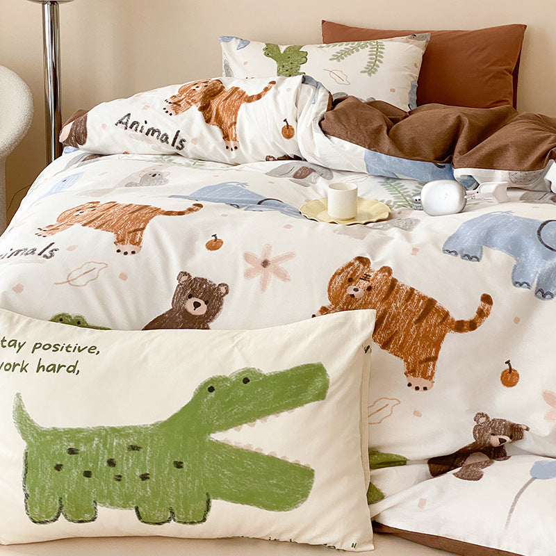 Zoo Animal Cotton Muslin Bedding Set – Twin/Queen