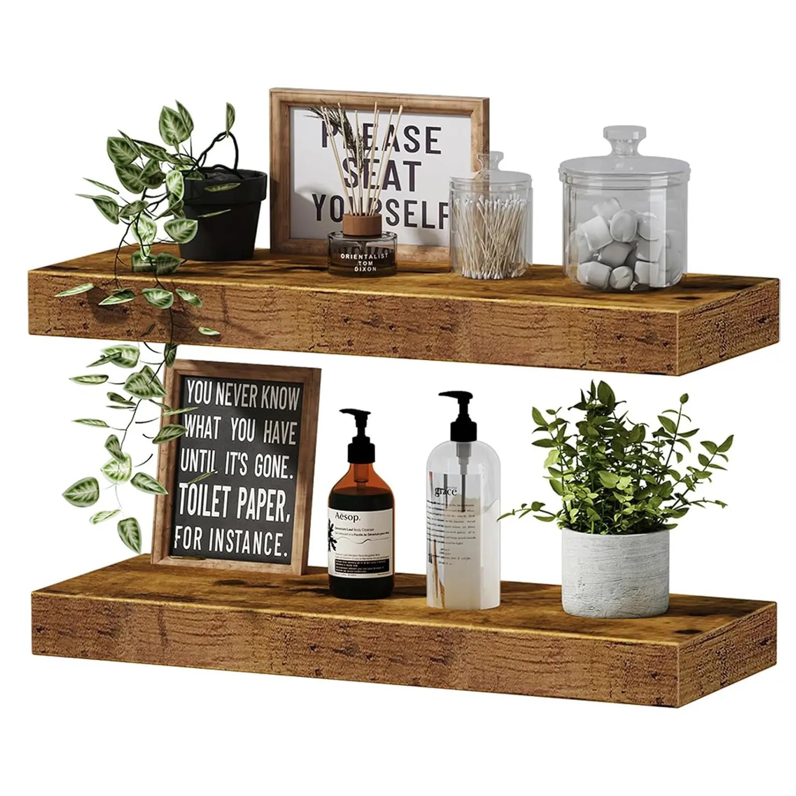 Rustic Floating Wall Shelf 2 Shelves