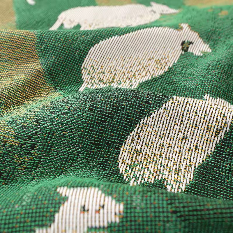 Grassland Sheep Woven Blanket