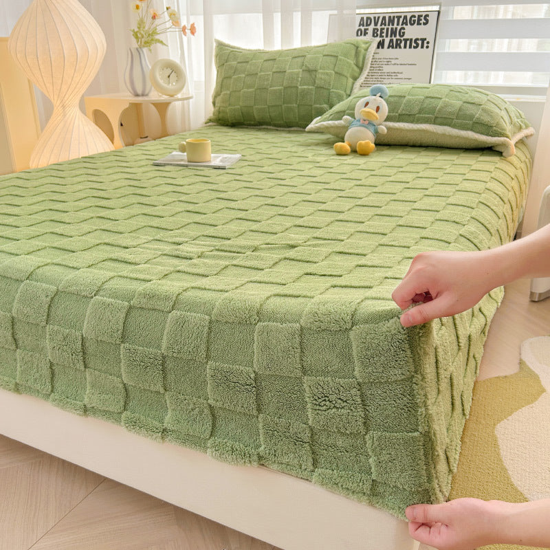 Quilted Velvet Fitted Sheet Green