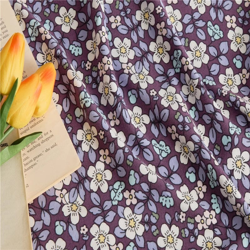 Cotton Floral Fitted Sheet Aque