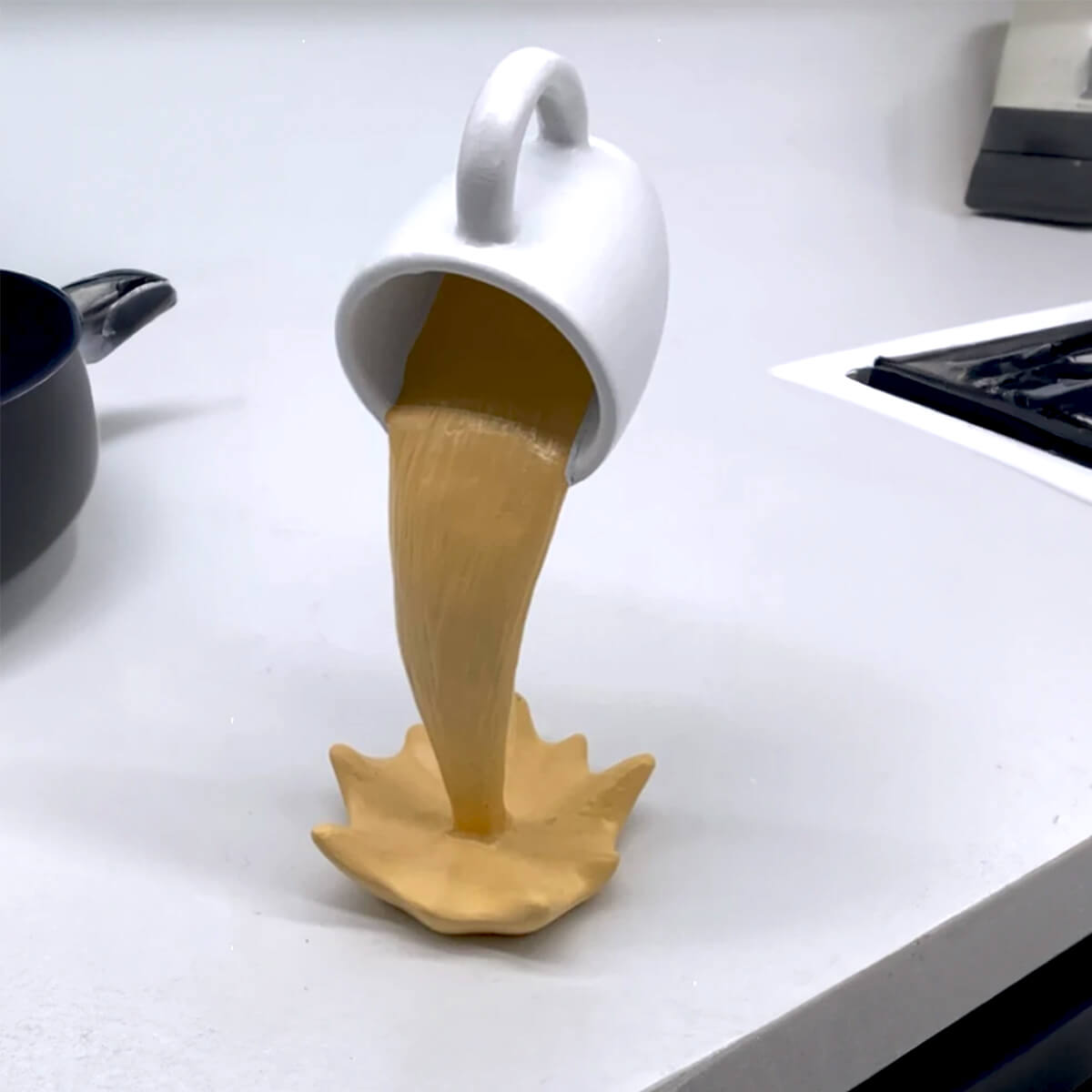 Floating Spilling Coffee Cup Cream