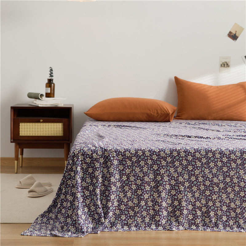 Cotton Floral Bed Sheets Aque