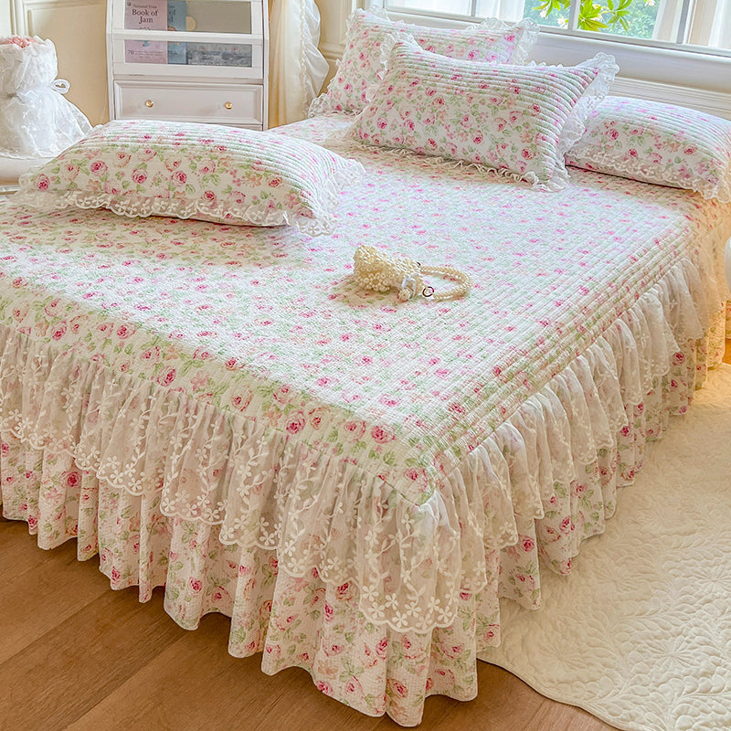 Cotton Floral Bed Skirt Flowers