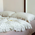 Green Floral Ruffle Bedding Set – Vintage Cotton Muslin