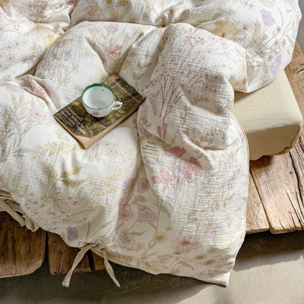 Floral Cotton Bedding Set – Reversible with Solid Back