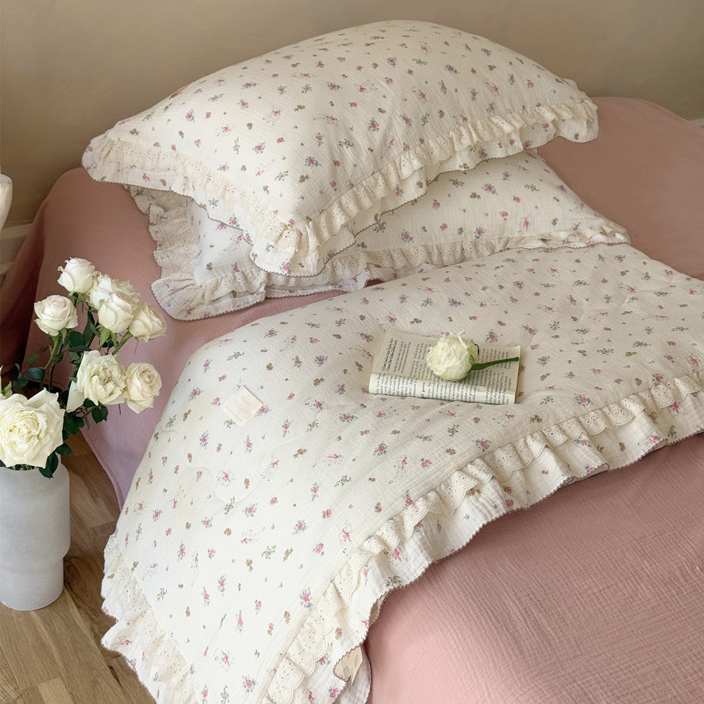 Floral Cotton Comforter – Ruffled Thin Quilt