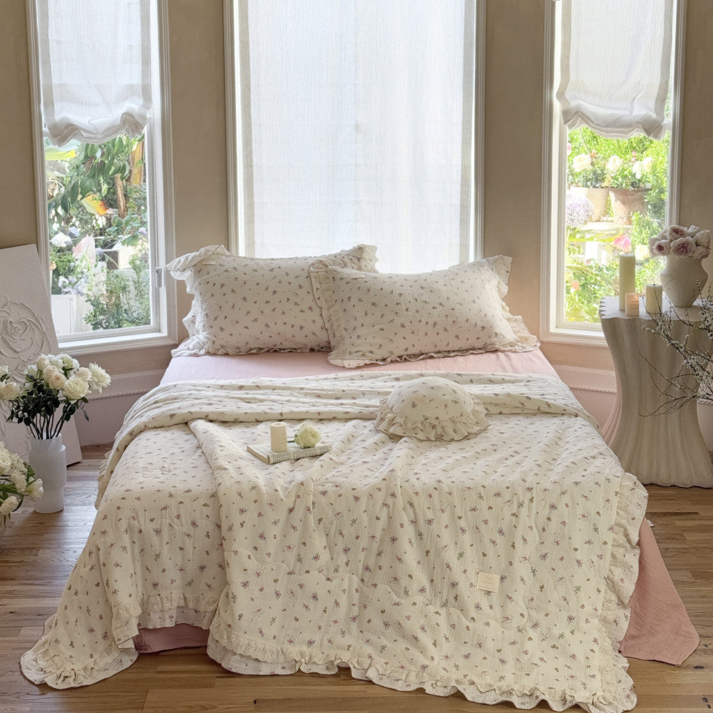 Floral Cotton Comforter – Ruffled Thin Quilt