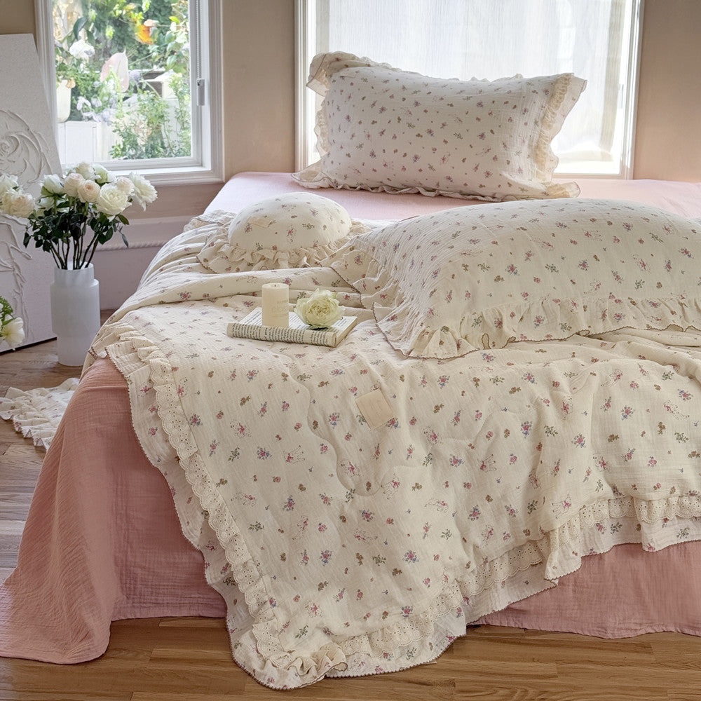 Floral Cotton Comforter – Ruffled Thin Quilt