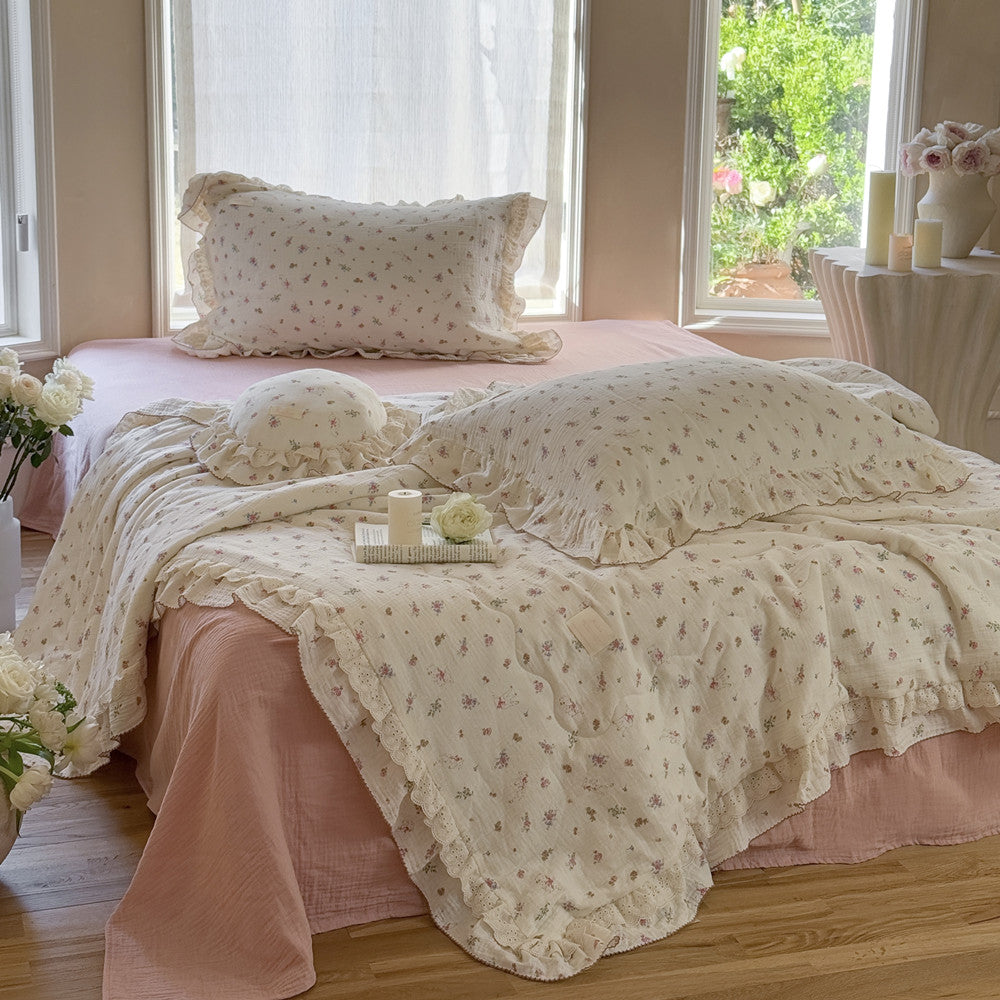 Floral Cotton Comforter – Ruffled Thin Quilt