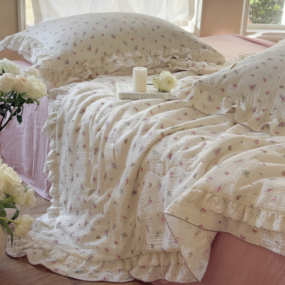 Floral Cotton Comforter – Ruffled Thin Quilt