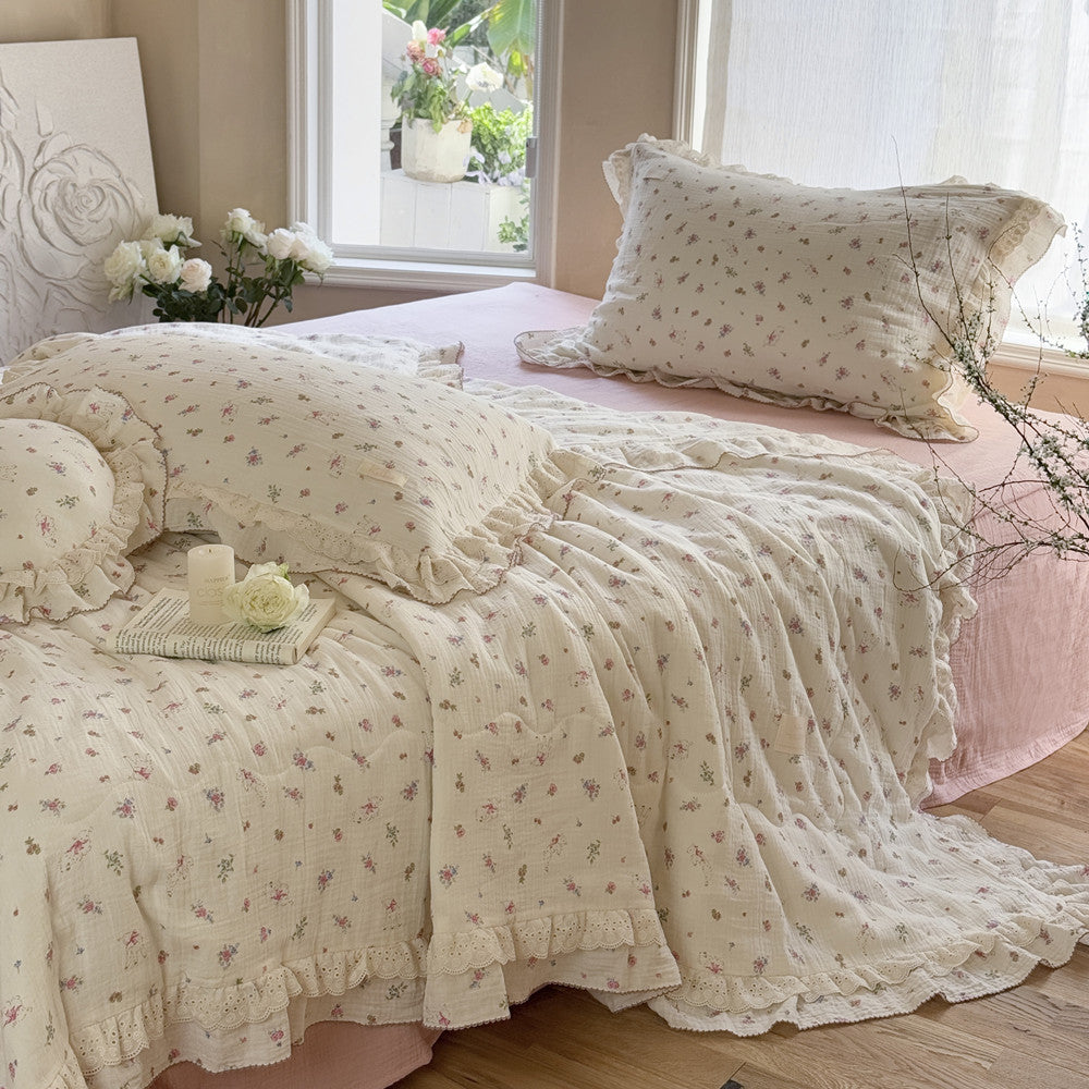 Floral Cotton Comforter – Ruffled Thin Quilt
