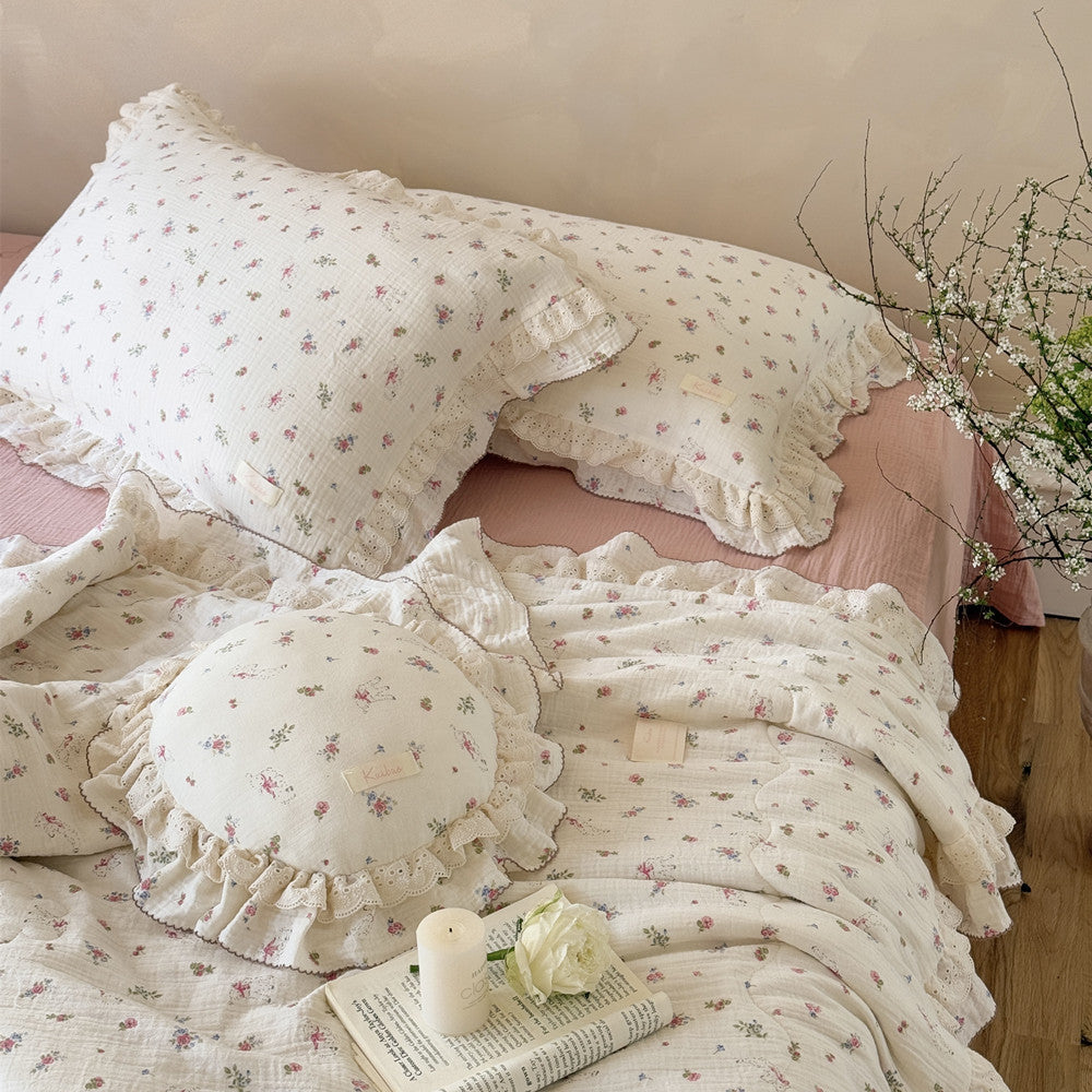 Floral Cotton Comforter – Ruffled Thin Quilt
