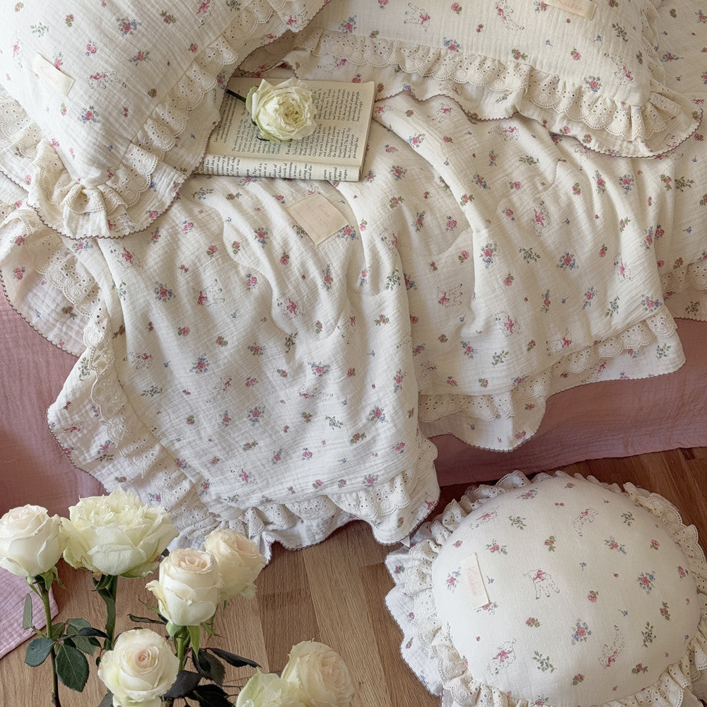 Floral Cotton Comforter – Ruffled Thin Quilt