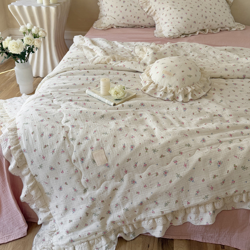 Floral Cotton Comforter – Ruffled Thin Quilt