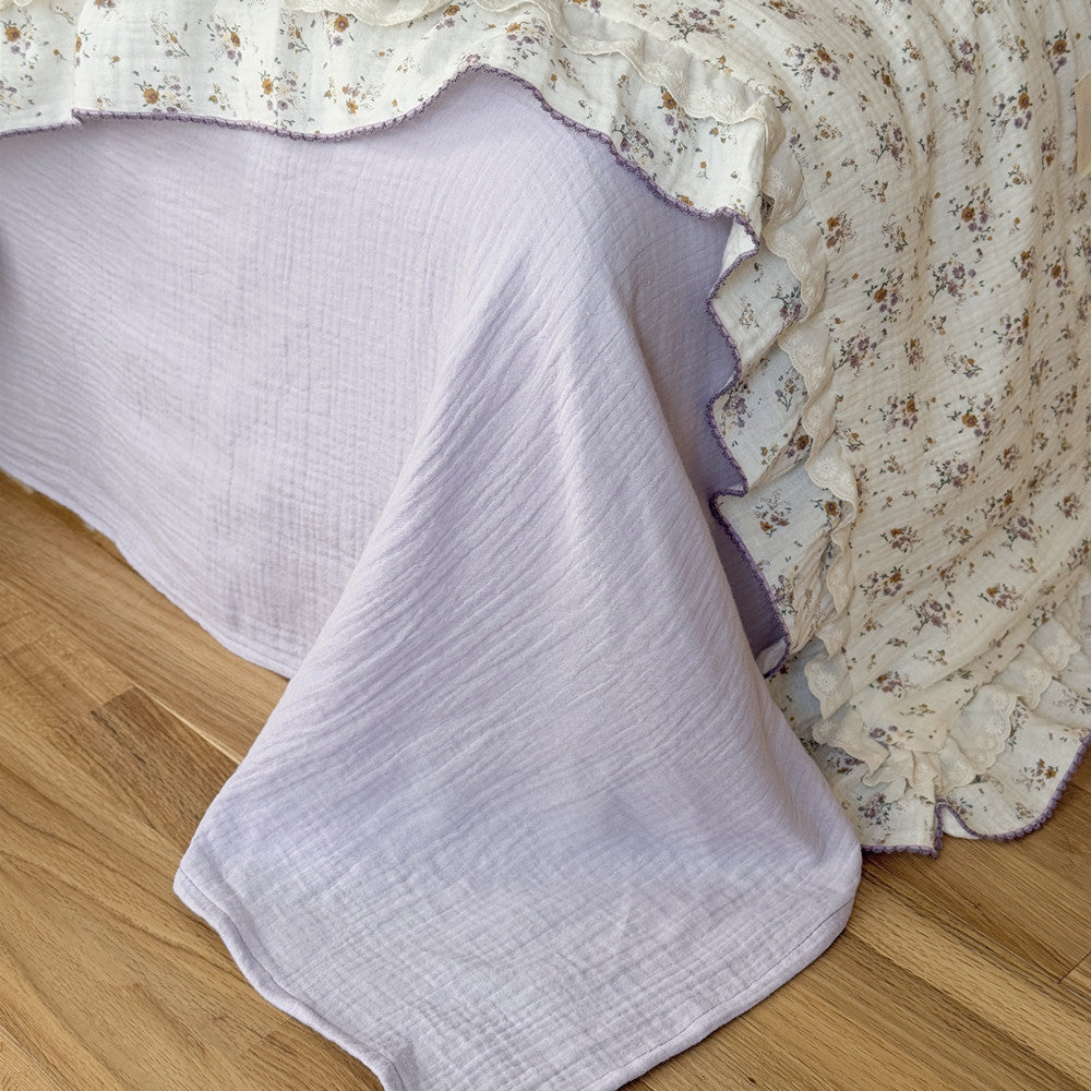 Floral Cotton Kids Comforter – Ruffled Lavender Bedding