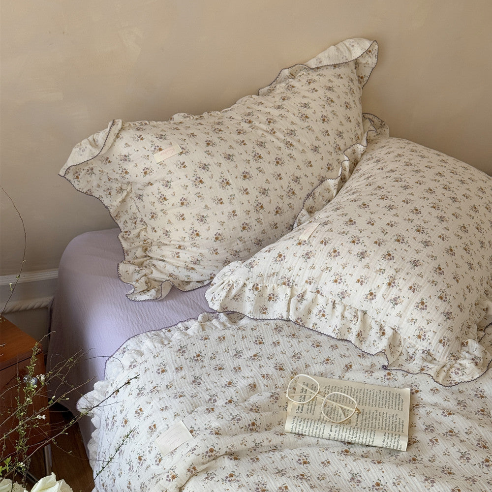 Floral Cotton Kids Comforter – Ruffled Lavender Bedding