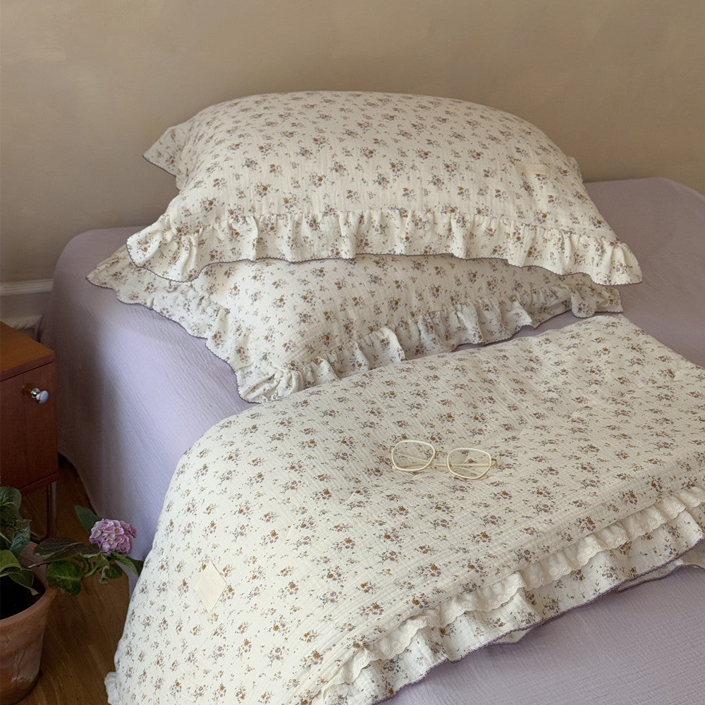 Floral Cotton Kids Comforter – Ruffled Lavender Bedding