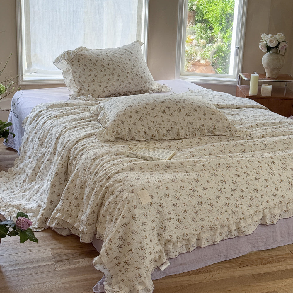 Floral Cotton Kids Comforter – Ruffled Lavender Bedding