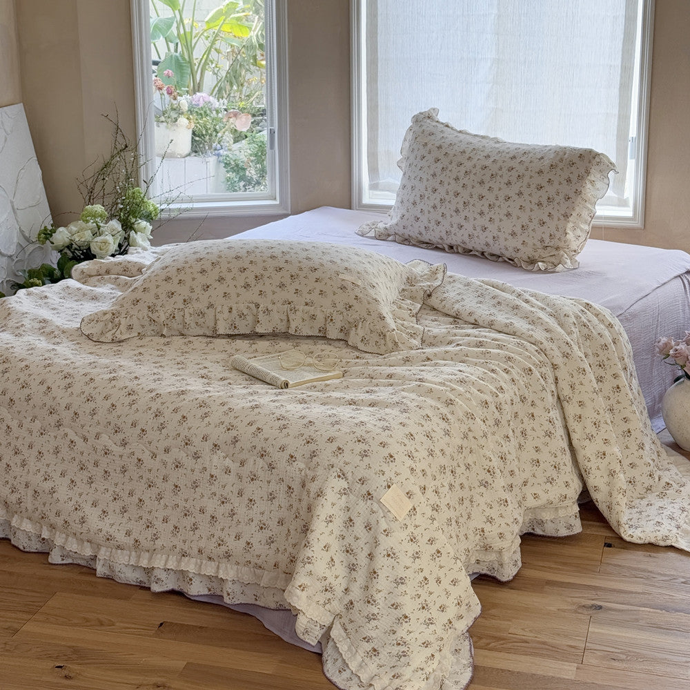 Floral Cotton Kids Comforter – Ruffled Lavender Bedding