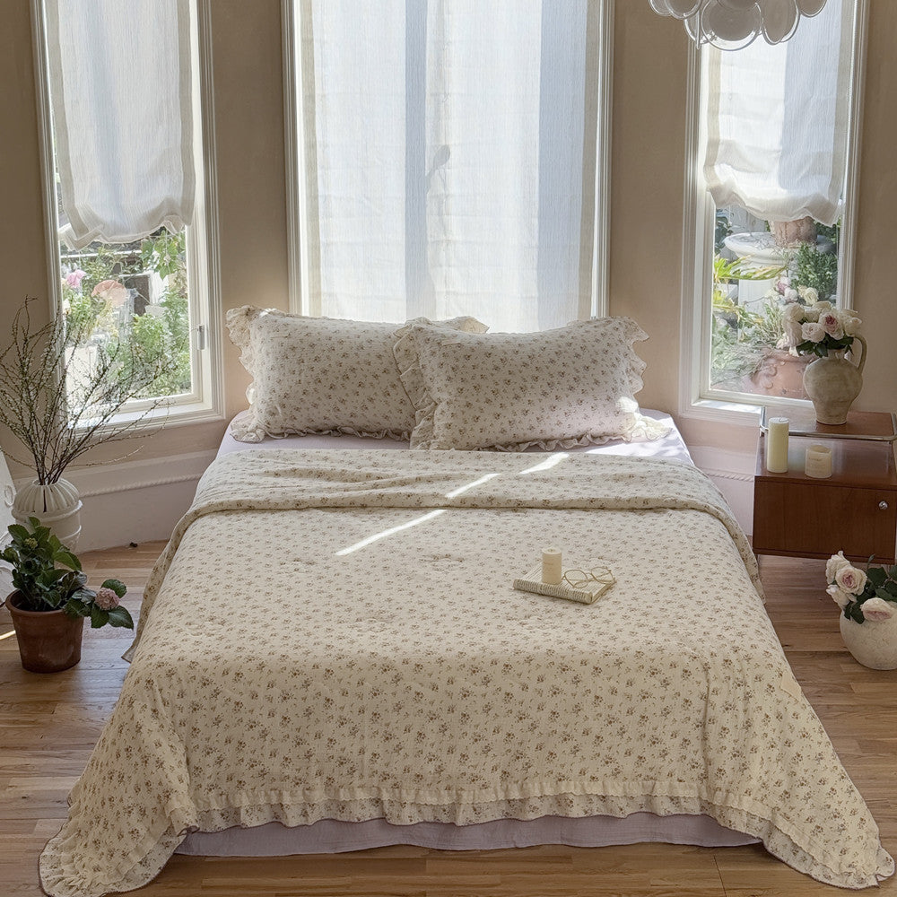 Floral Cotton Kids Comforter – Ruffled Lavender Bedding