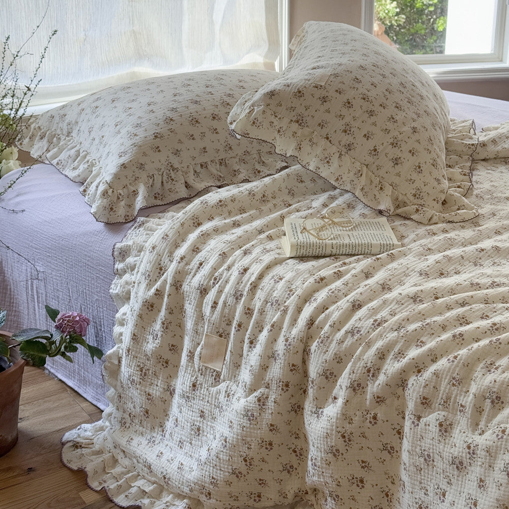 Floral Cotton Kids Comforter – Ruffled Lavender Bedding