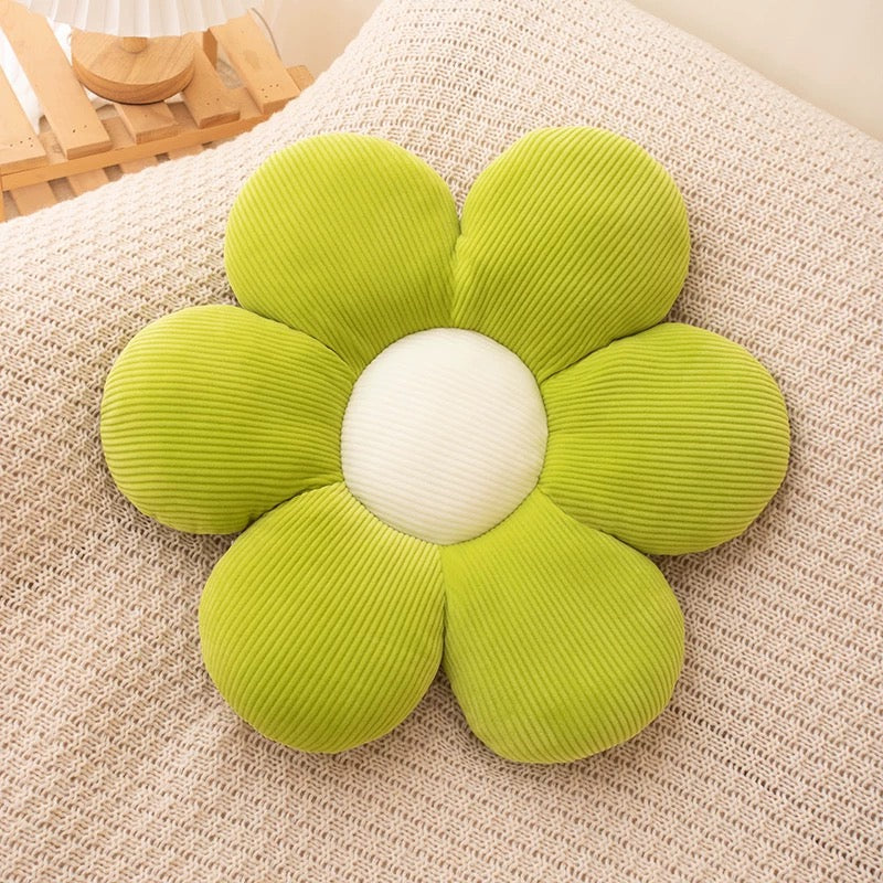 Soft Flower Cushion Pillow Green white