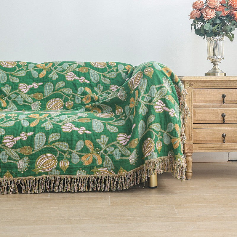 Floral Grove Reversible Cotton Throw Blanket