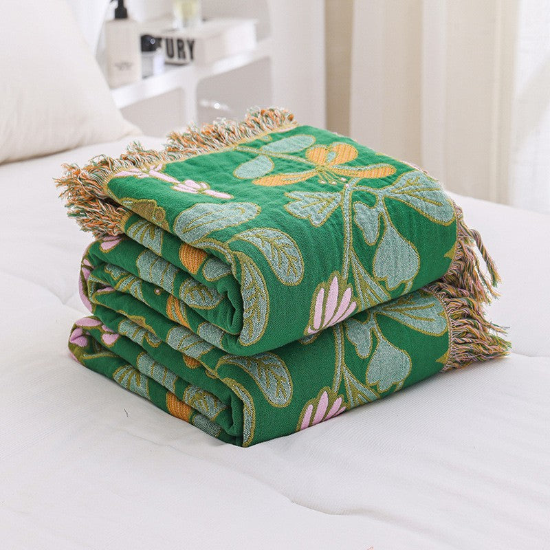 Floral Grove Reversible Cotton Throw Blanket