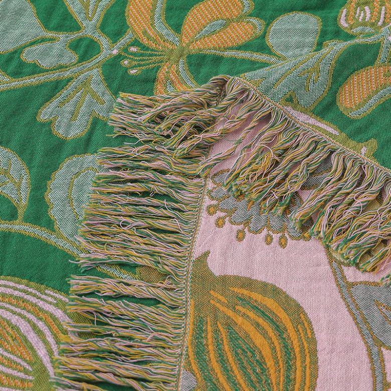 Floral Grove Reversible Cotton Throw Blanket