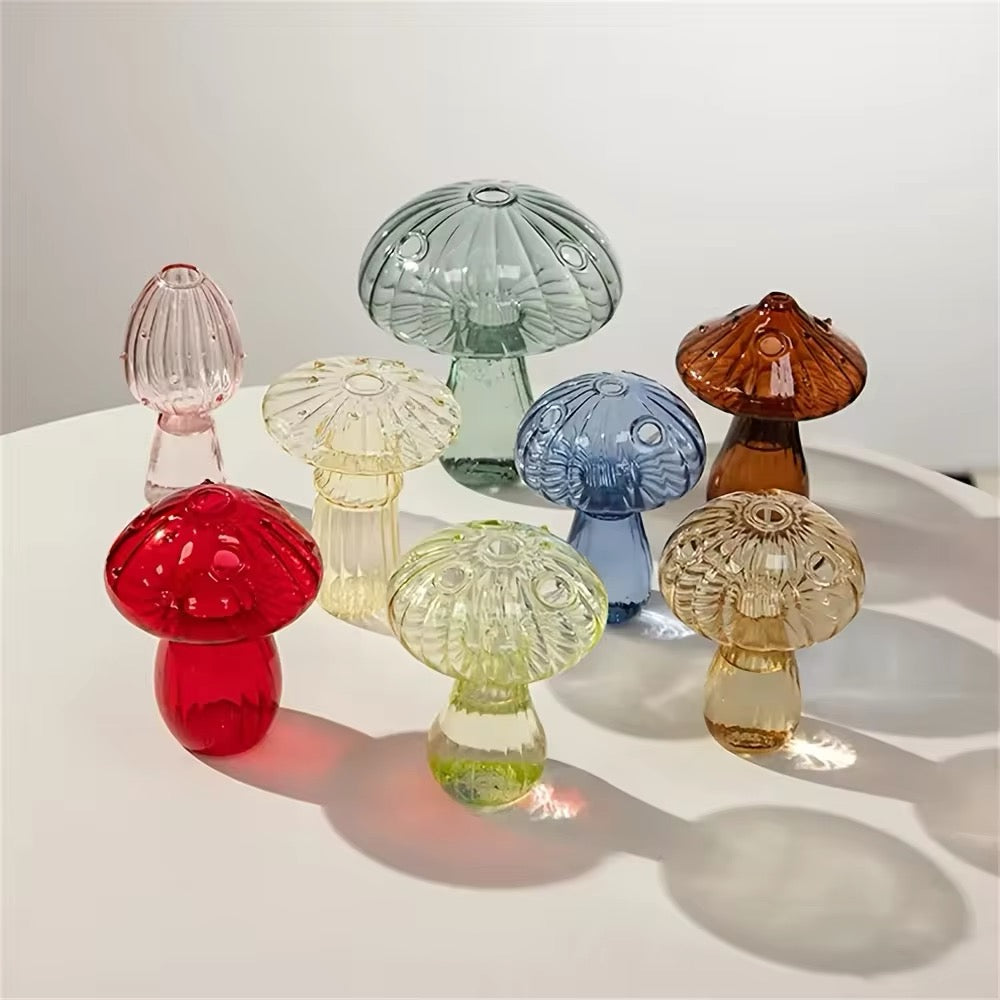 Glass Colorful Mushroom Vase