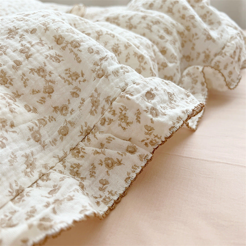Vintage Ruffle Duvet Cover Set – Camellia Floral Muslin