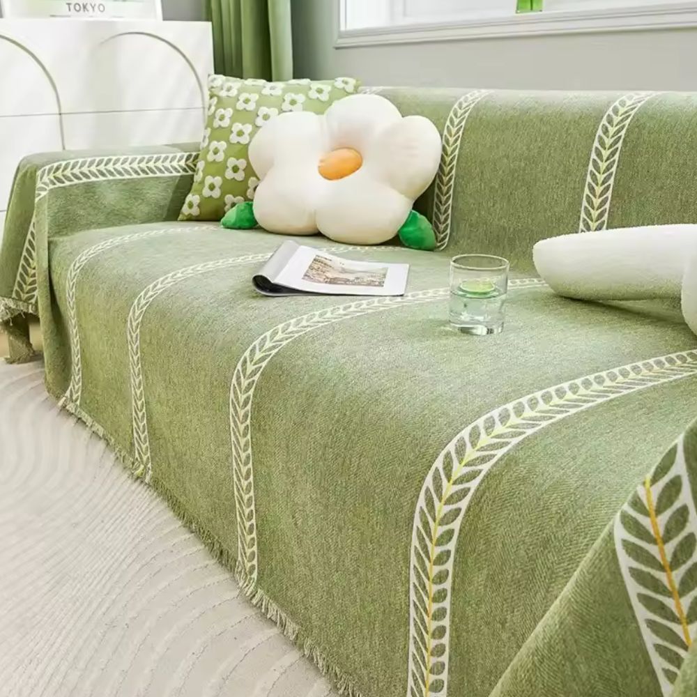 Flourish Leaf Sofa Cover Willow Crest Olive