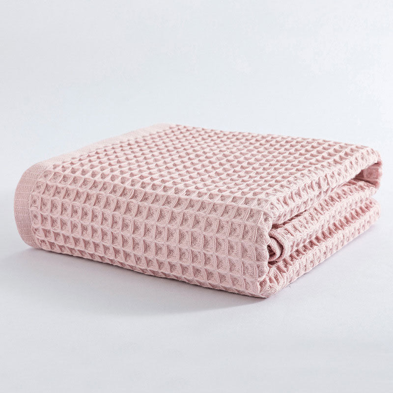 Cotton Waffle Bath Towel - Japanese Design Blush Pink 28" × 55"