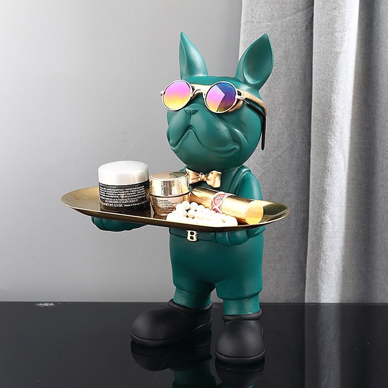 French Bulldog Statue Standing Green